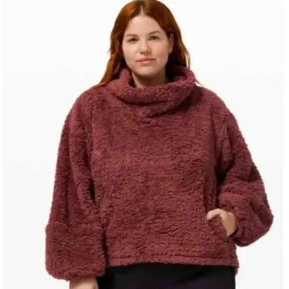 LULULEMON Warm Restore Sherpa Pullover Savannah Rust Red Sz M/L - Picture 1 of 6